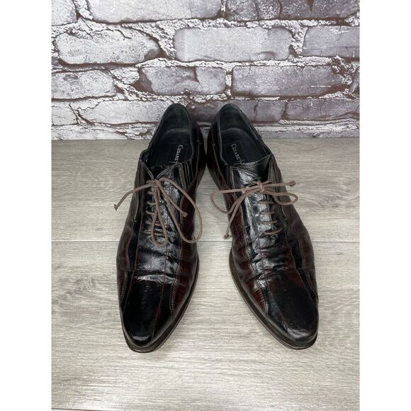 Cesare Paciotti Designer Brown Black Croc Leather Lace Dress Shoes Men 9.5C US - Picture 2 of 16